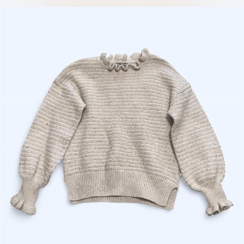 Madewell Cream Ruffle Scalloped Edge Sweater